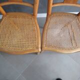 Paire de chaises cannées anciennes en bois blond