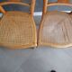 Pair of old caned chairs in blond wood