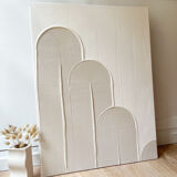 Beige and white relief diptych panels
