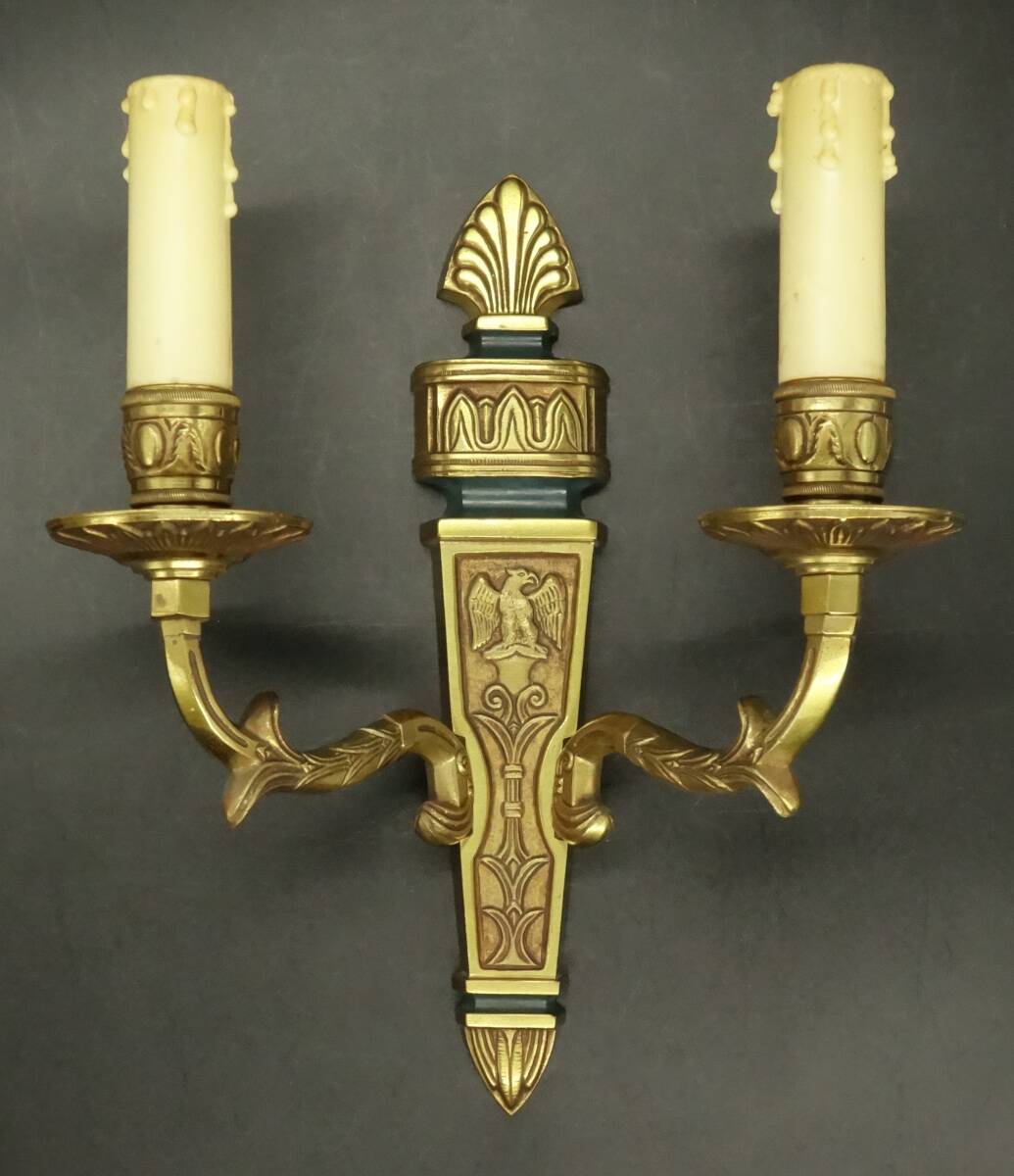 Set of 3 Empire style eagle wall lights - bronze