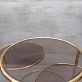 Table basse laiton 3 niveaux pivotants des années 1970 style de Milo Baughman Italie