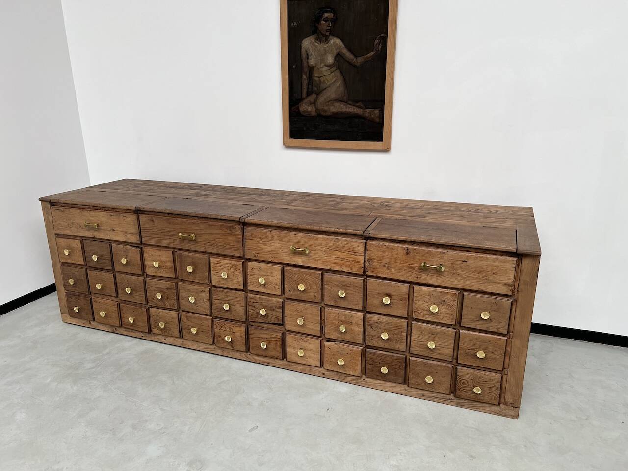 Old trade furniture with oak drawers XL format
