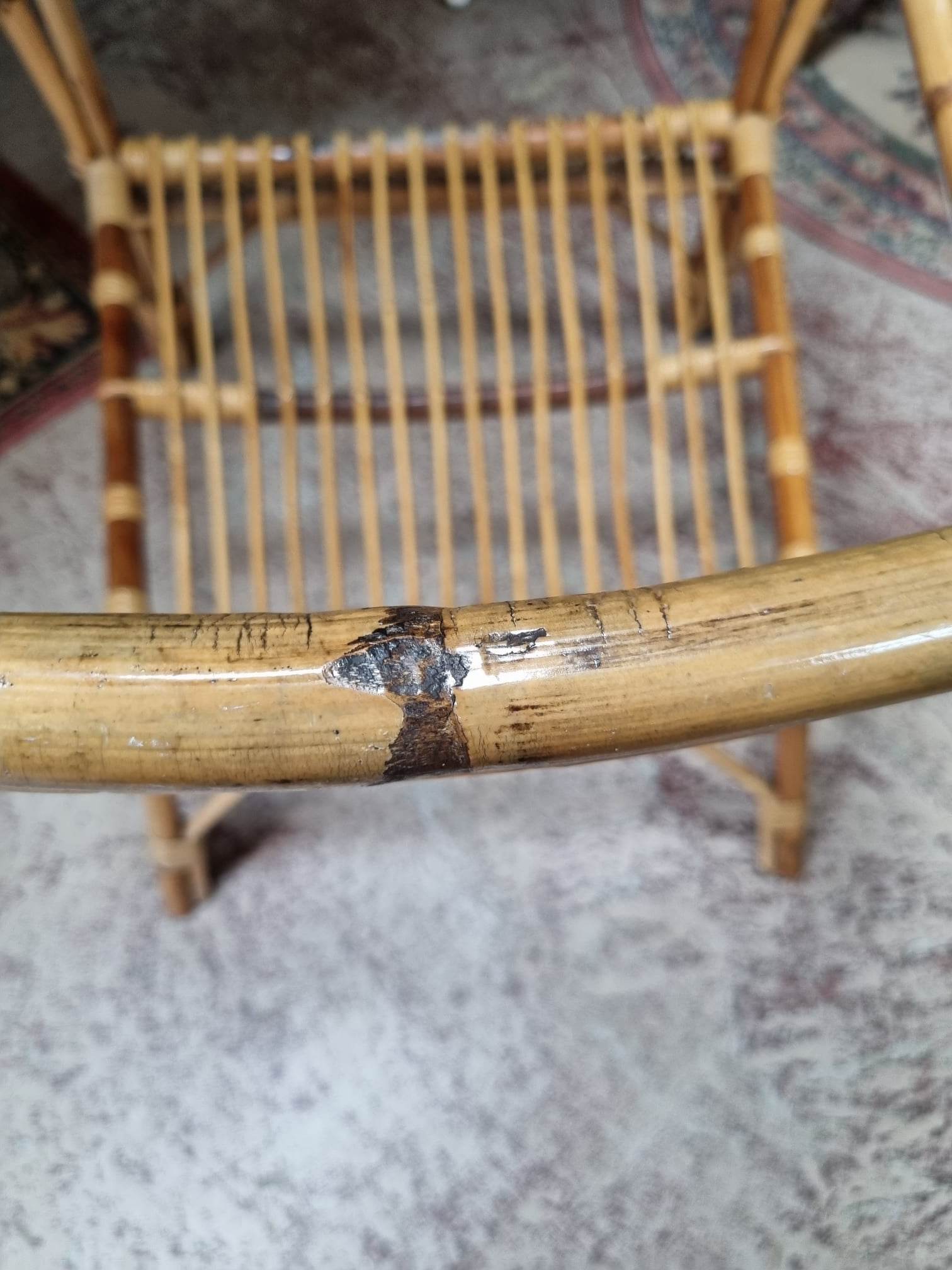 Antique rattan armchair