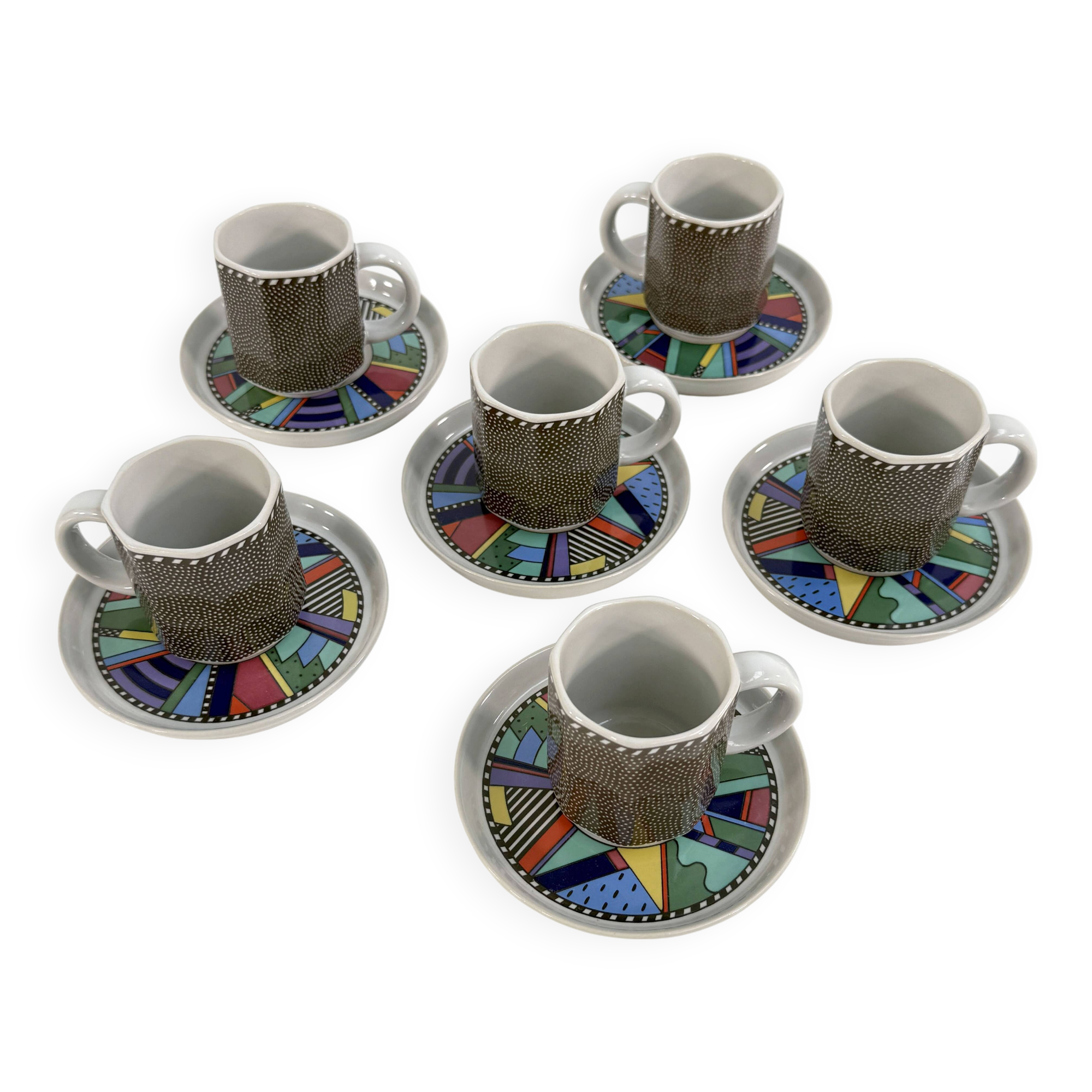 Set of 6 Scenario Metropol mugs by Barbara Brenner for Rosenthal, 90