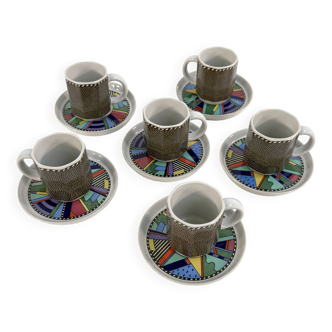 Set of 6 Scenario Metropol mugs by Barbara Brenner for Rosenthal, 90