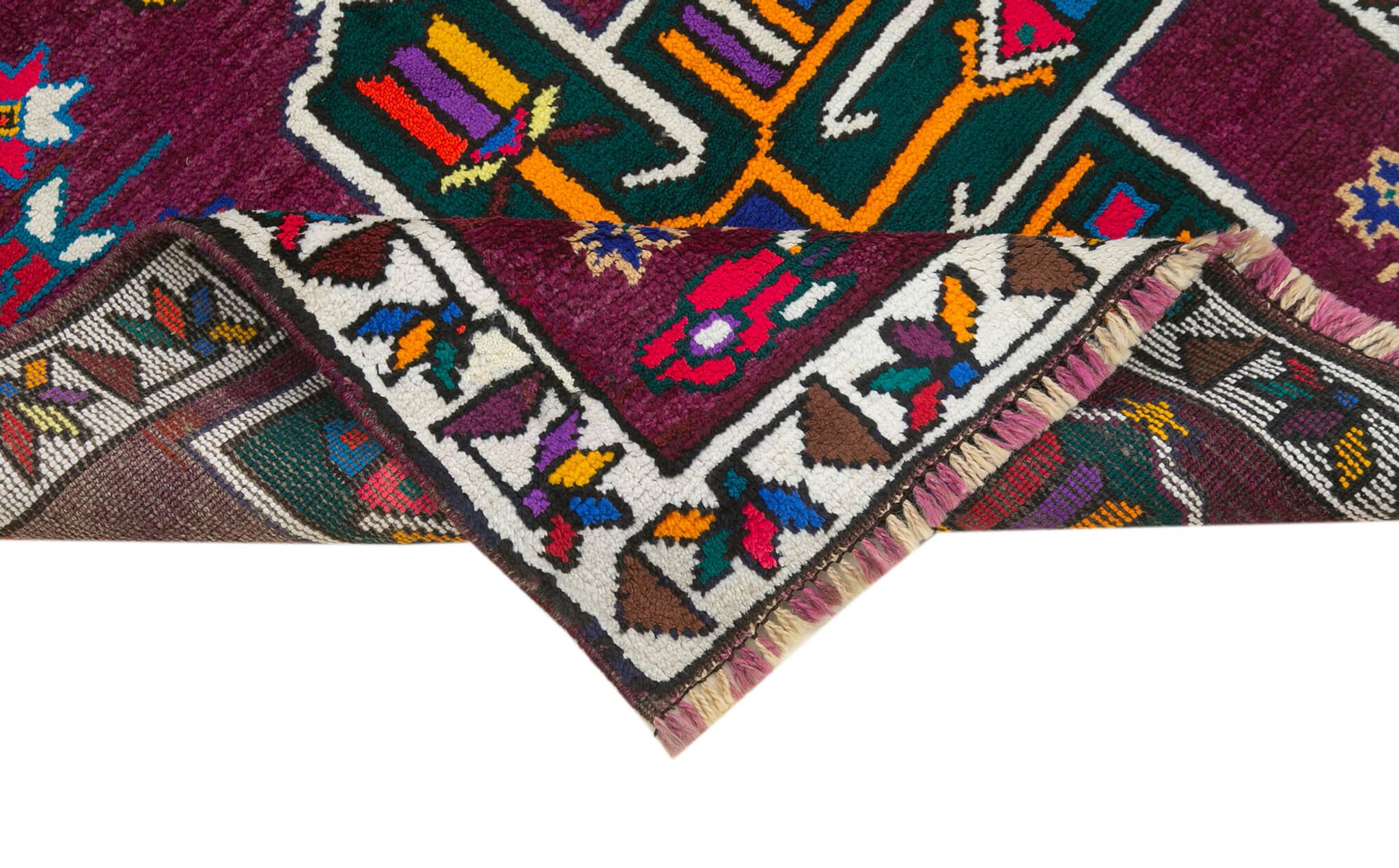 Handmade Distressed Oriental Multicolor Runner Carpet 90 cm x 332 cm