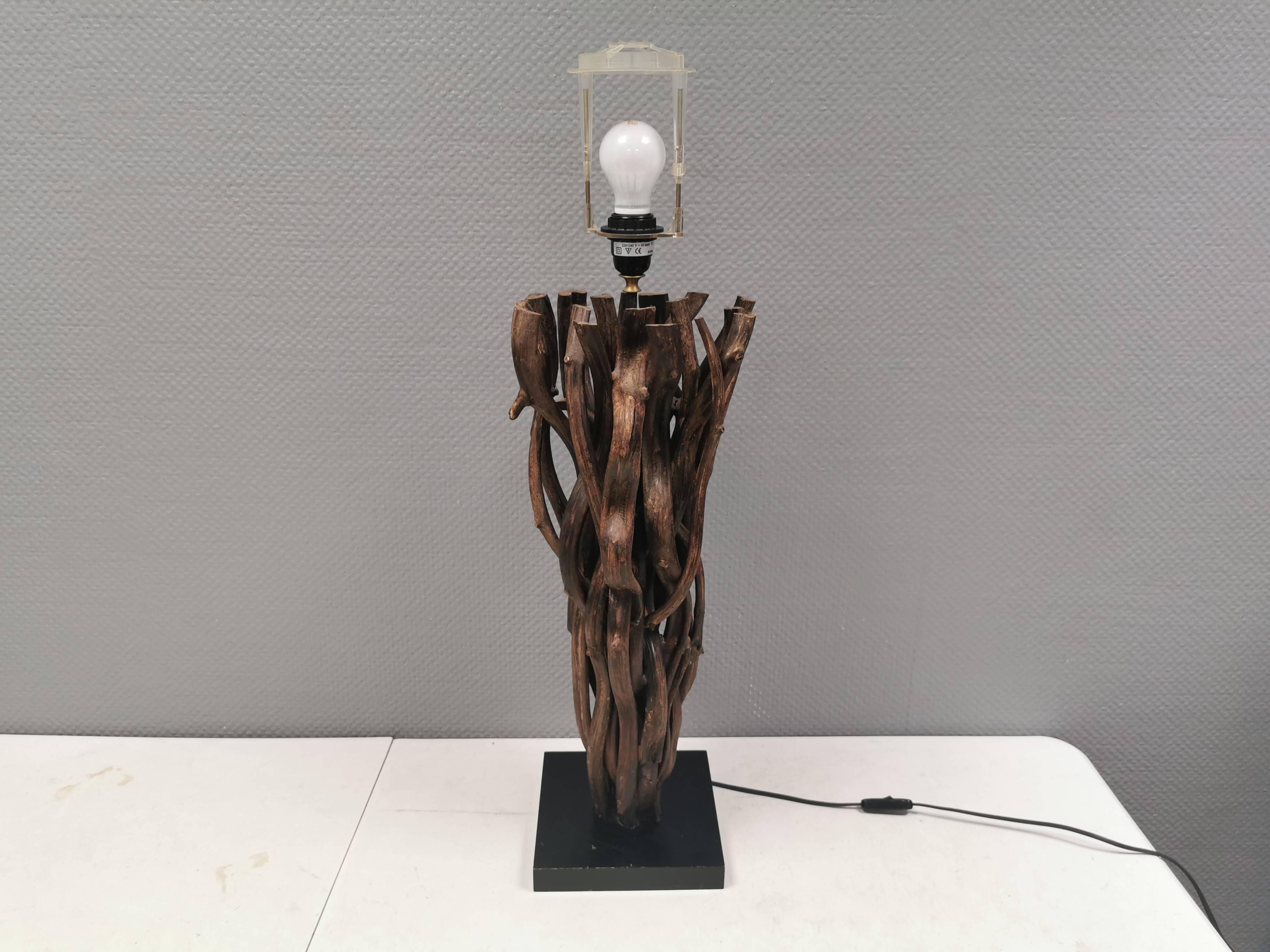 Designer table lamp/floor lamp, made from driftwood.
