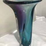 Vase kosta boda en verre violet bleu vert et transparent