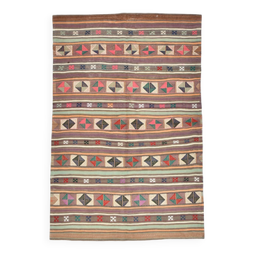 5x7 Turkish Persian Kilim Rug, Wool Area Rug, Ruuged Carpet, 146x224Cm