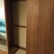 Vintage oak wardrobe with mirror with two sliding doors, France 1960s