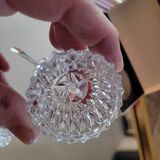 Pair of crystal glass table salt shakers - Circa 1950