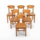 Suite de 6 chaises à repas vintage en pin
