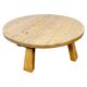 Rustic Solid Oak Coffee Table – Round Brutalist Style – Vintage European De