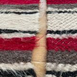 Set of two Romanian wool fluffy rugs with stripes made by hand