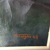 Ancient oil bouquet of flowers