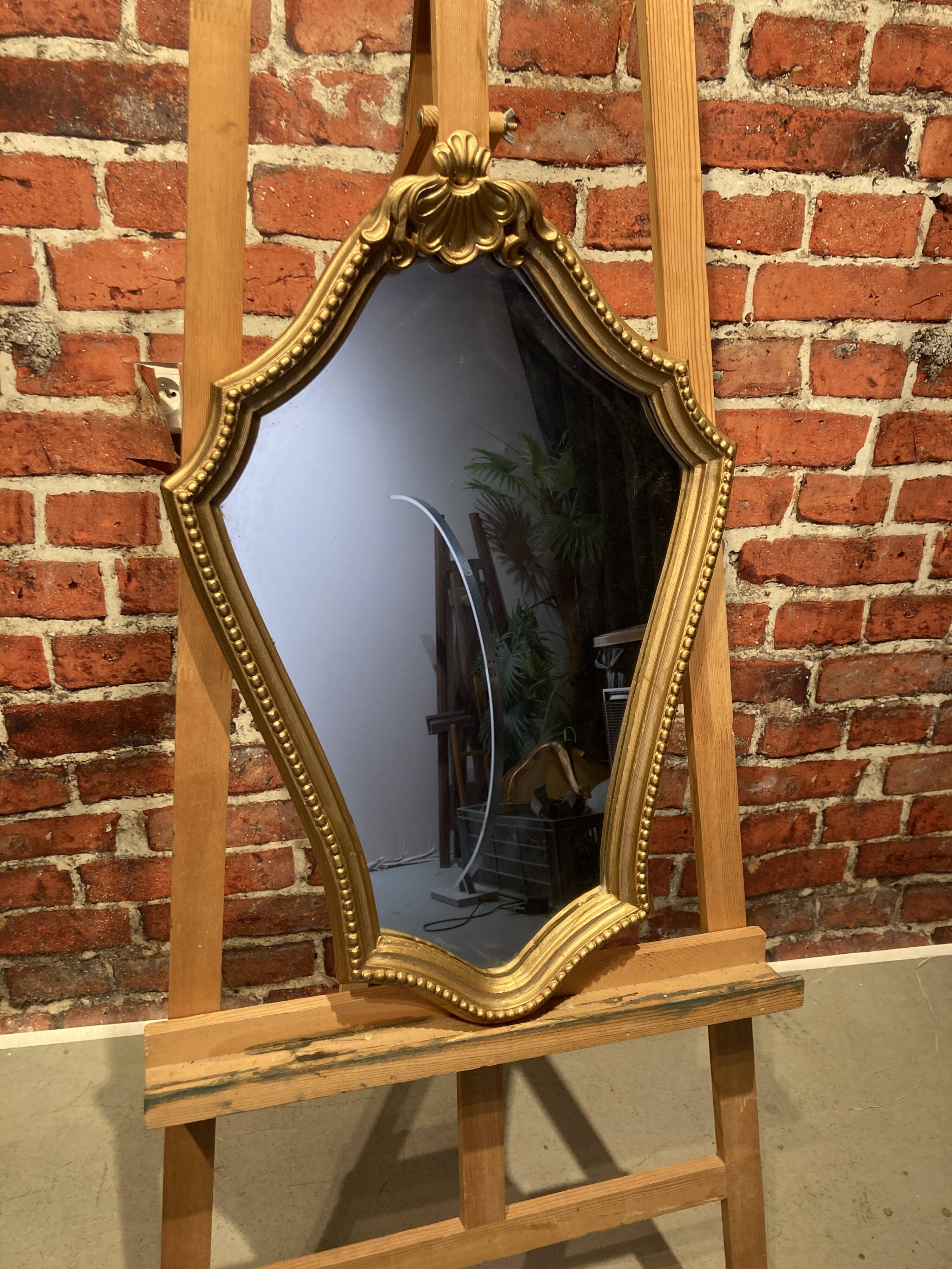 Wooden mirror painted gold