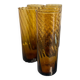 Set of 5 vintage twisted glasses – orange-brown orangeade – 60s/70s