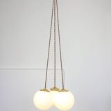 Mid-Century Italian Brass & Opaline Cluster of Lamps