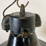 Industrial black enamel pendant lamp with cast iron top, 1970s