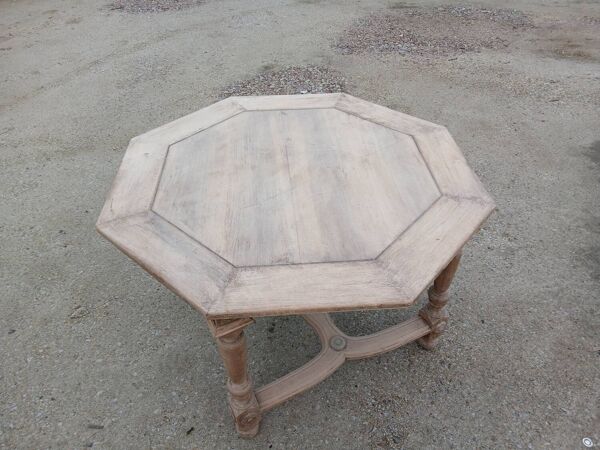 Table Octogonale Vintage en Bois Brut - Esprit Maison de Famille