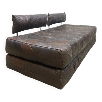 Vintage design leather sofa daybed ‘Patchwork’