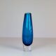 Pair of heavy crystal vases by Orrefors Mid-Century Modern by Sven Palmqvist, light blue.