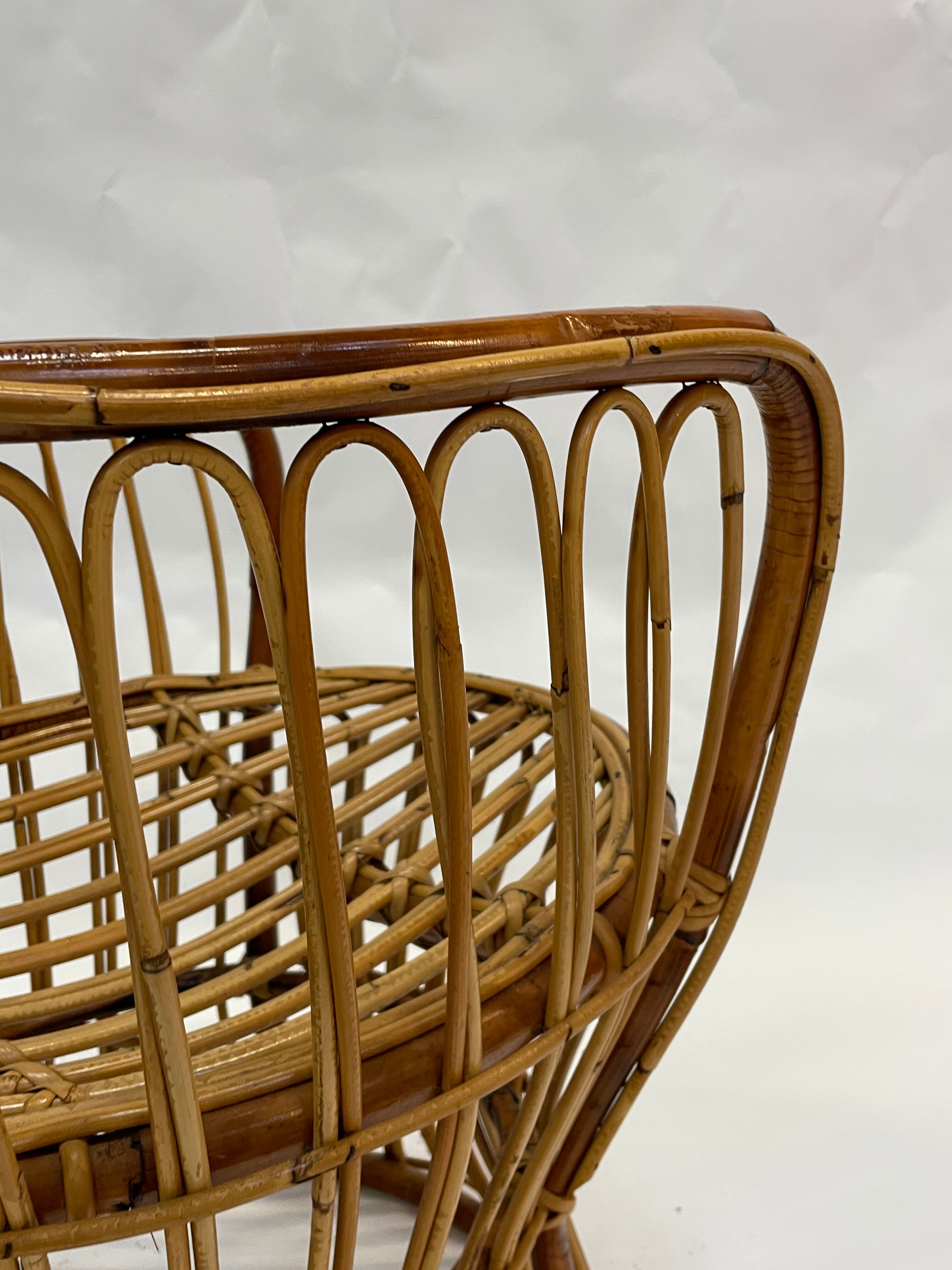 Set of two mid century rattan armchairs by bonacina 1950 design