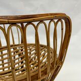 Ensemble de deux fauteuils en rotin du milieu du siècle par Bonacina 1950 Design