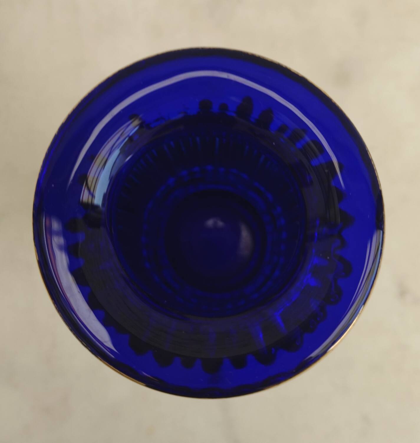 Vintage cobalt blue and gold vase - August Walther & Söhne 1950