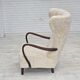 1960s, Danish high-back armchair, genuine sheepskin, reupholstered.