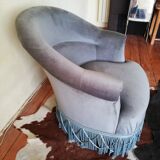 Chair toad blue fabric and fringe