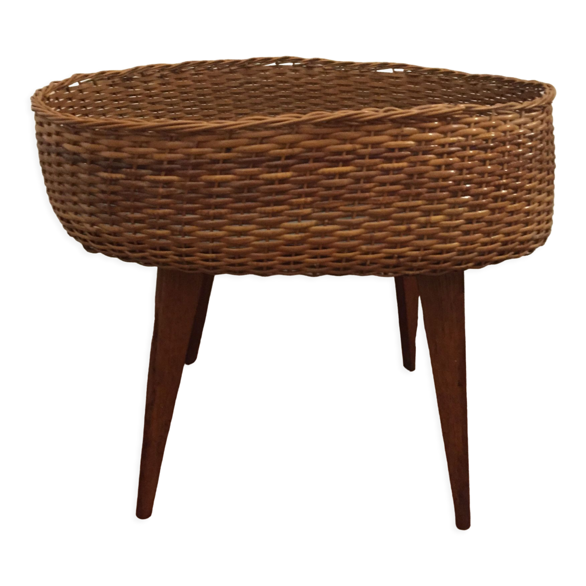 Vintage rattan plant holder