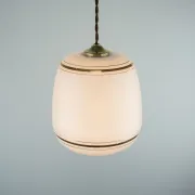Vintage White Glass Gold Accented Mid-Century Modern Lamp