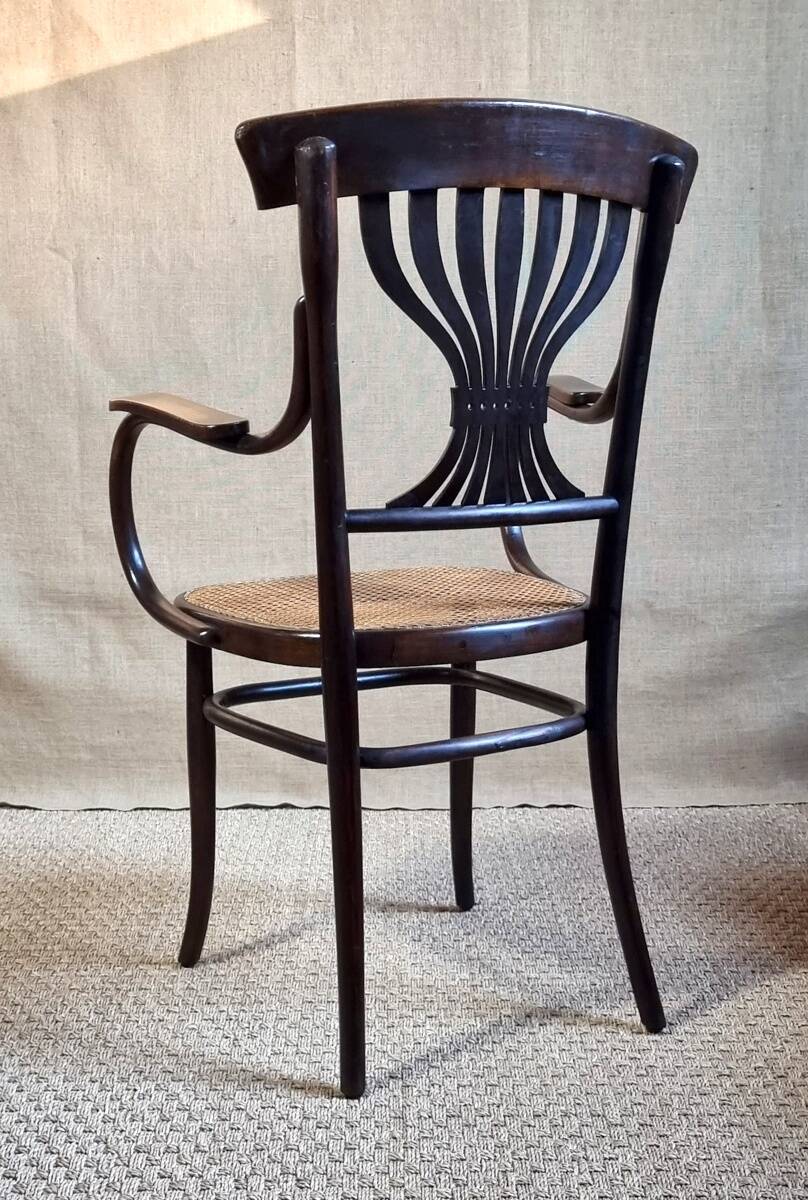 Fischel Jugendstil bistro armchair in curved wood, Thonet period