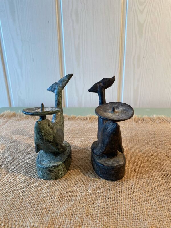 Anciens bougeoirs en bronze XIXeme