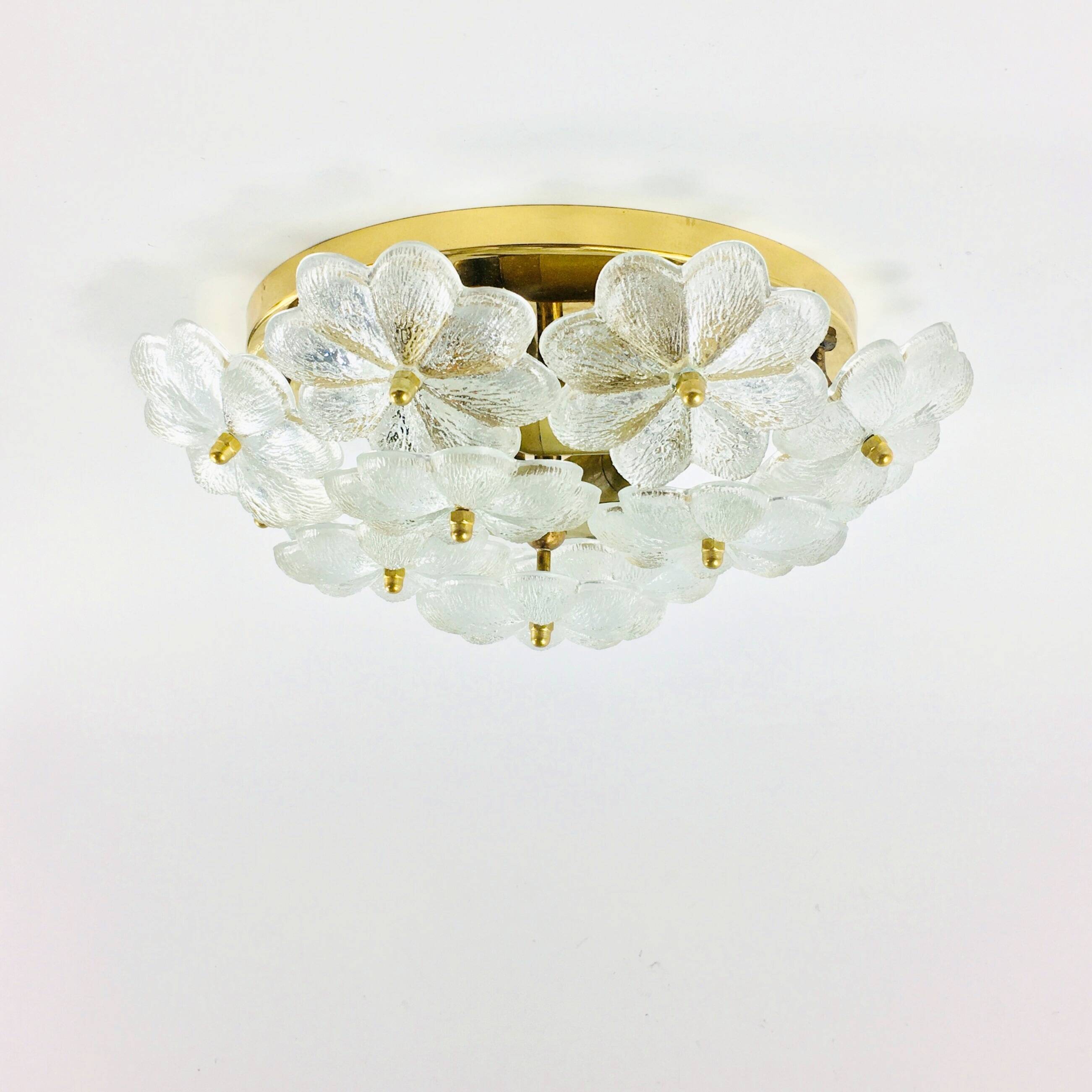 Mid-Century Floral Murano Glass Flush Mount by Ernst Palme for Palwa, Germany, 1960s