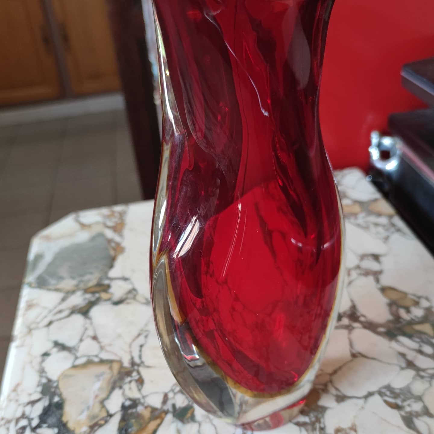 Murano crystal vase in three colors, circa 1970