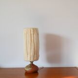 Scandinavian lamp in glazed sandstone and wool lampshade, 1970