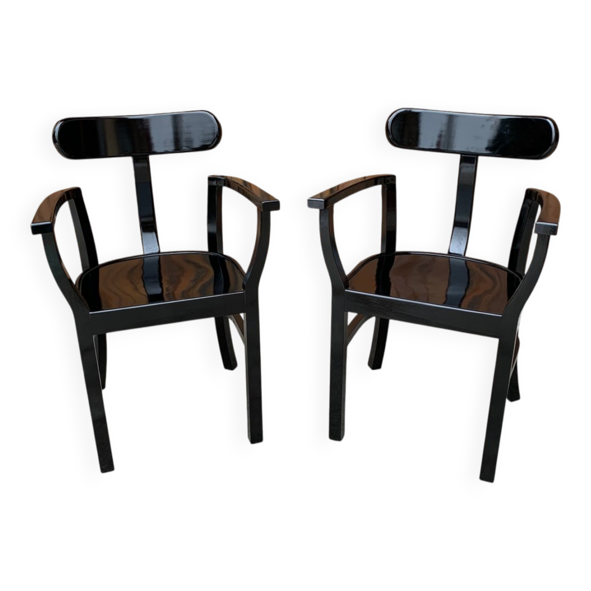 Paire de chaises Art Déco en bois laqué noir par Lajos Kozma, 1920s