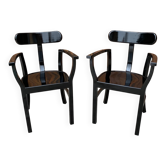 Paire de chaises Art Déco en bois laqué noir par Lajos Kozma, 1920s