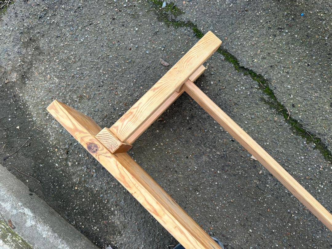 2 renovated farmhouse benches made of solid pine from the 20th century, 160cm.
