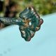 Antique candlestick base – stylised marine fish in patinated bronze
