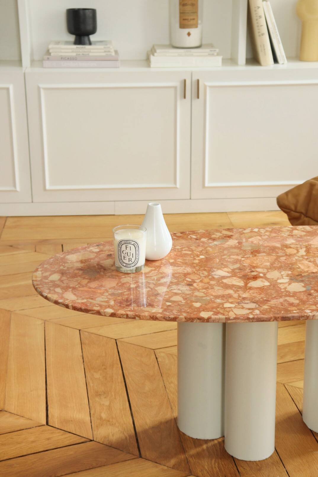 Terracotta marble coffee table