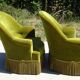 Fauteuils crapauds en velours vert, les 2