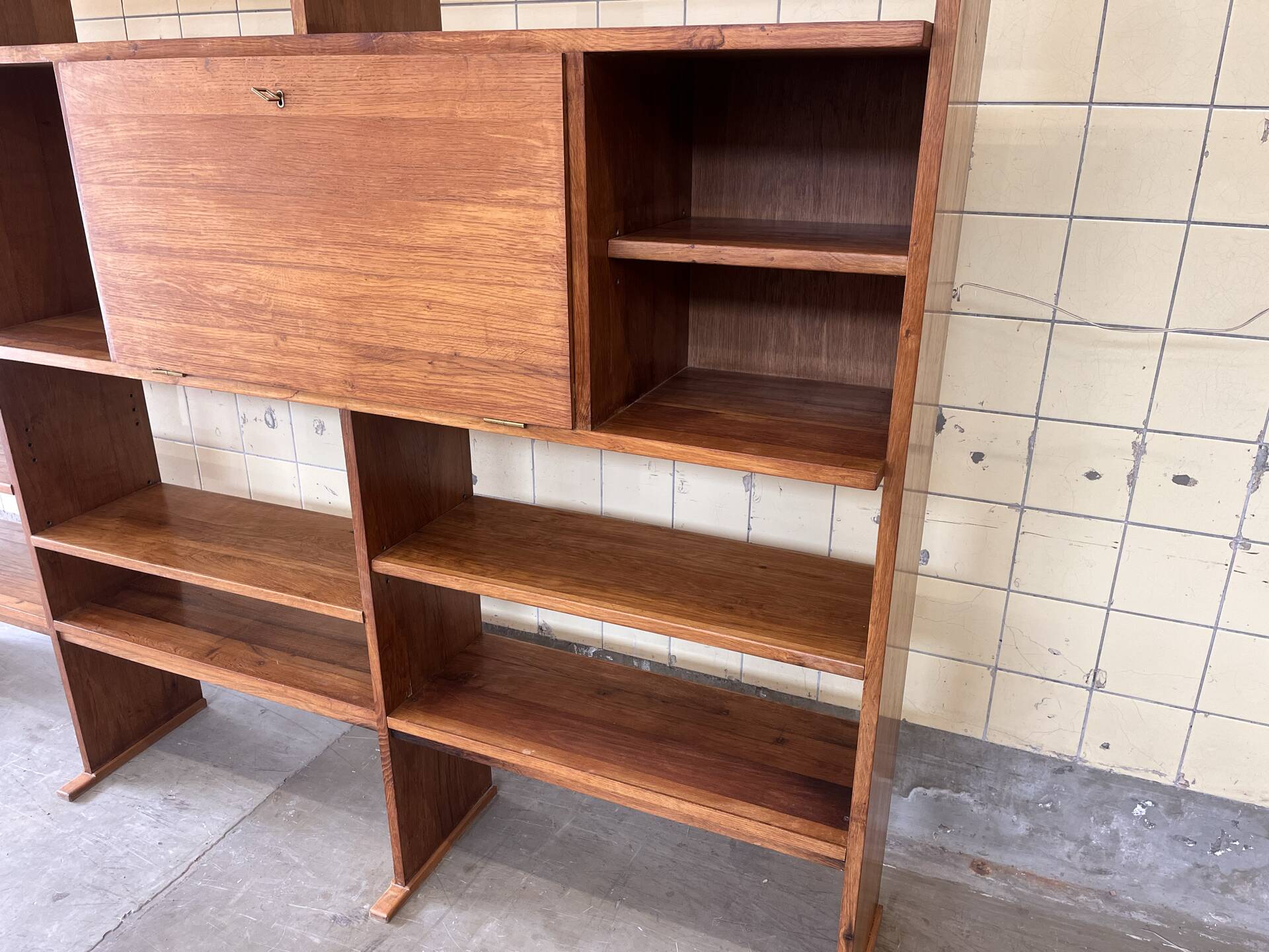 Vintage elm wood wall unit