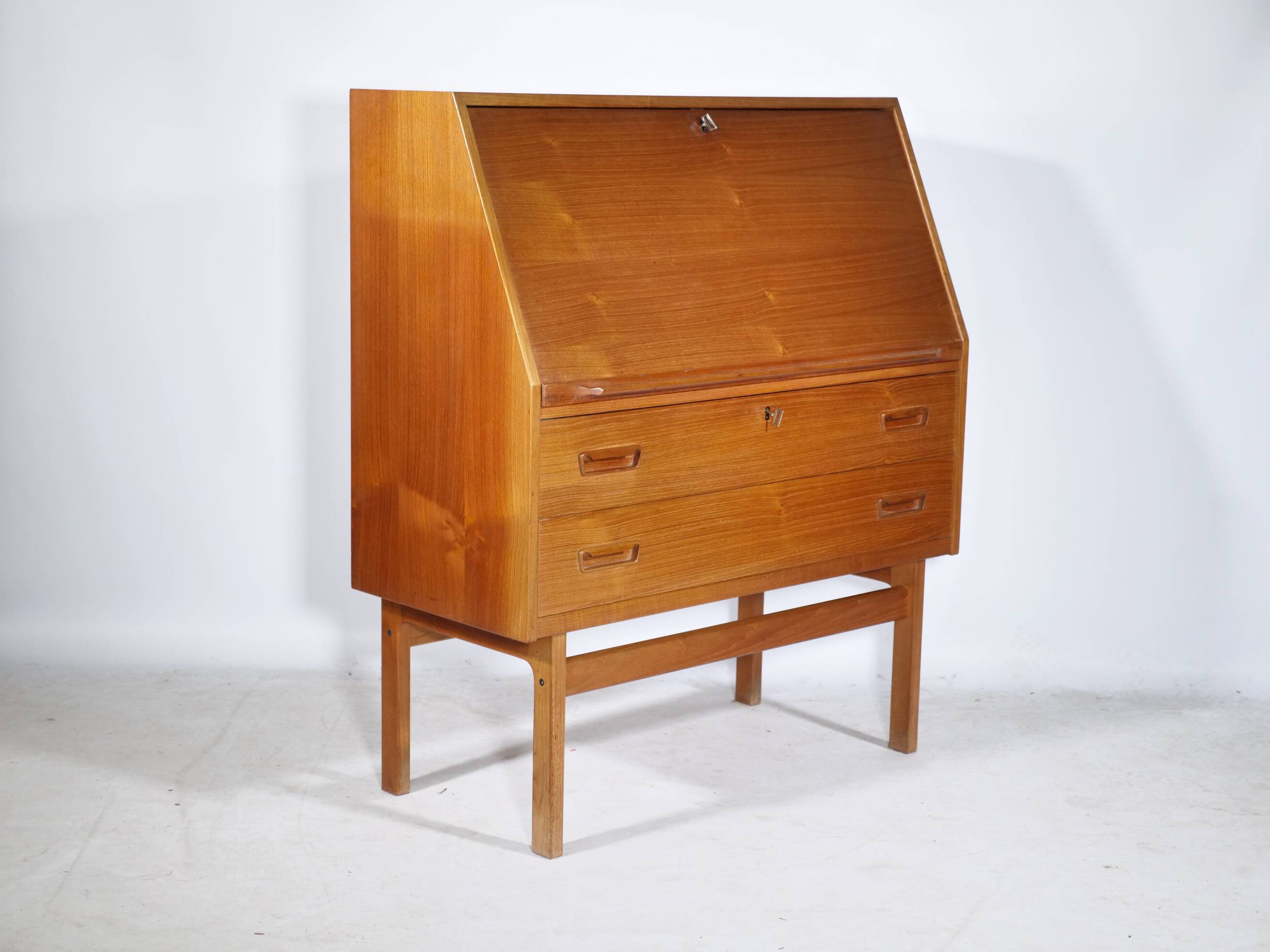 Danish Design Teak Secretary Desk 1960s Office Cabinet, Model 68,