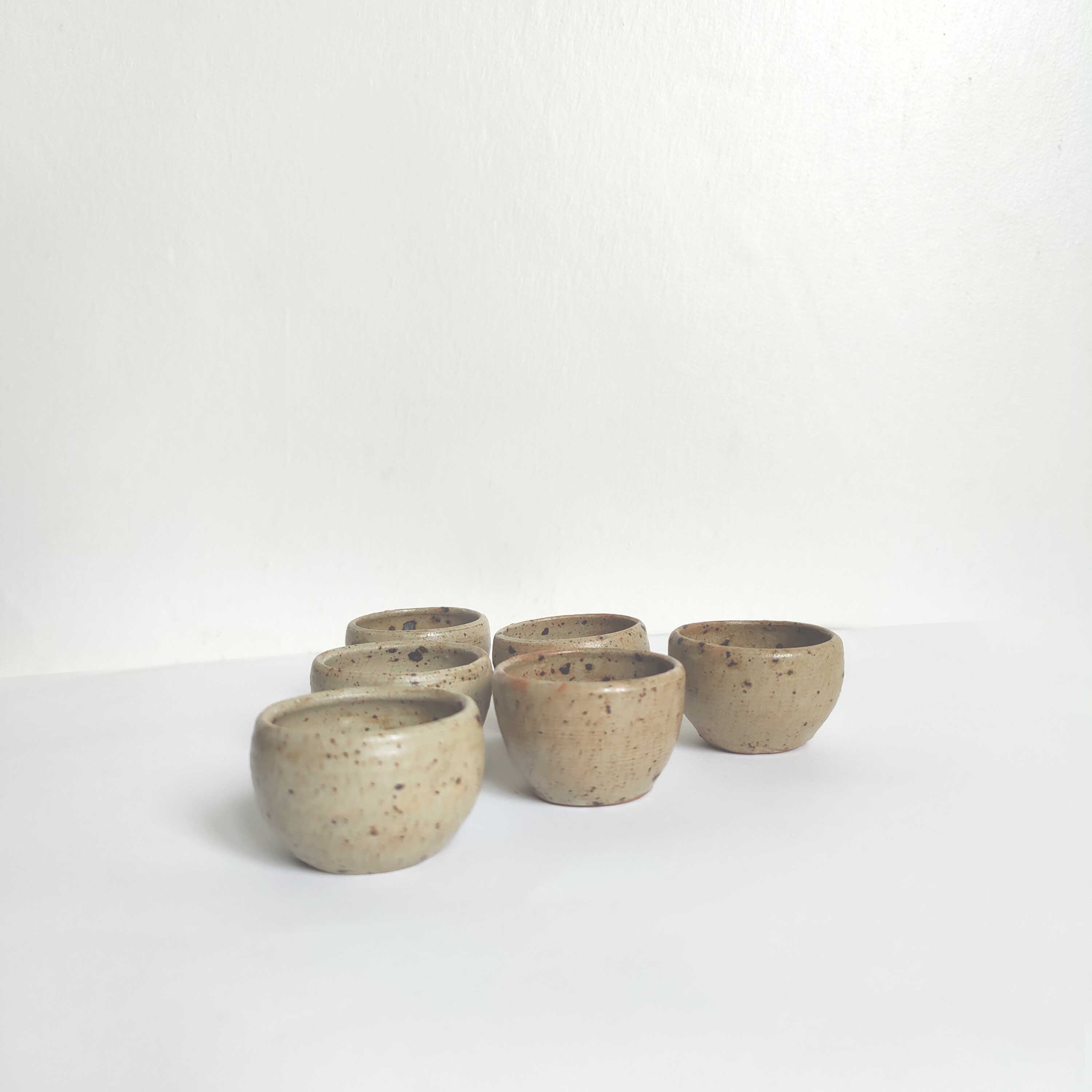 Set of 6 vintage stoneware egg cups