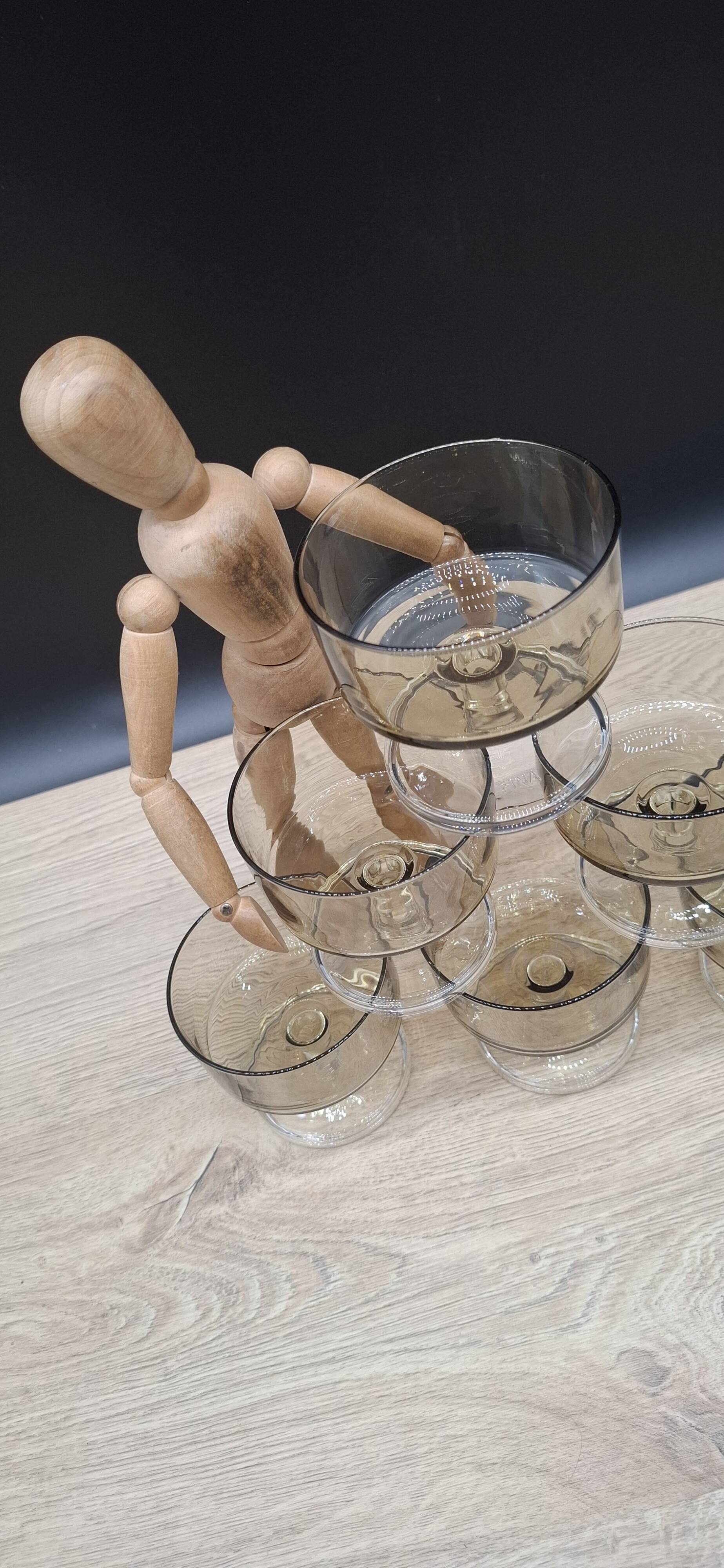 Set of 6 Cavalier Sweden Luminarc smoked champagne glasses