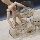 Set of 6 Cavalier Sweden Luminarc smoked champagne glasses