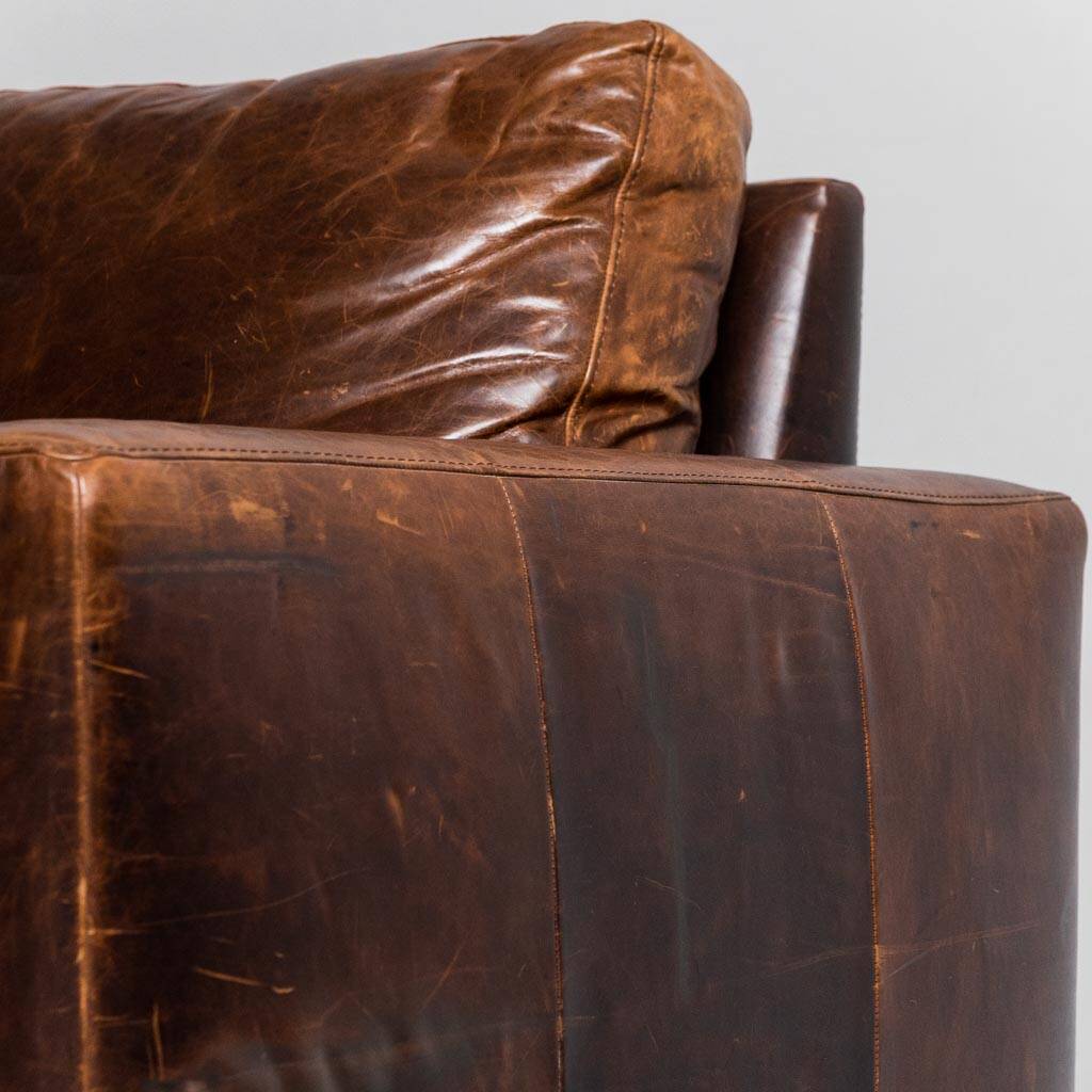 Brown leather armchair 1990s vintage modernism